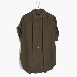Madewell Central Drapey Shirt, Kale Green size M